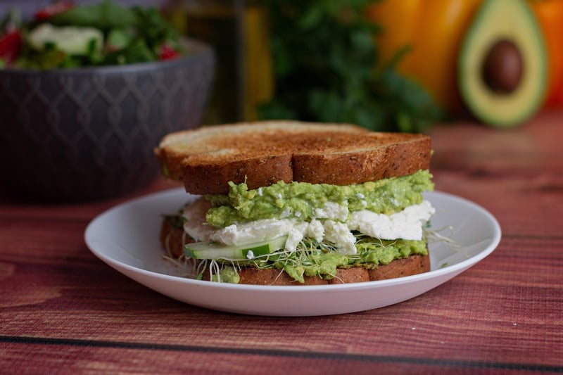 Healthy meal with vegetables and avocado
